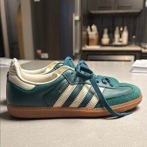 Adidas Samba Teal and White Sneakers